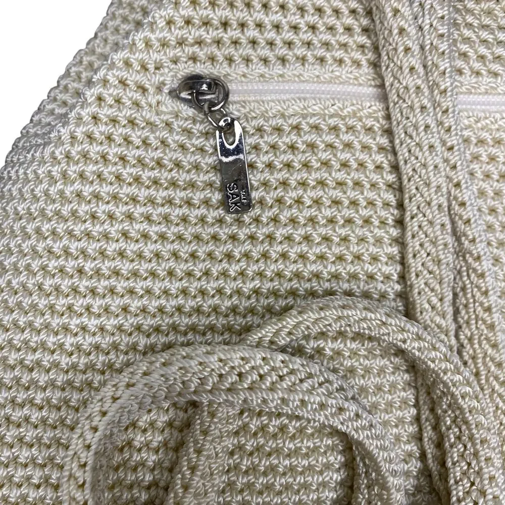 The Sak Creamy White Crochet Knitted Backpack
